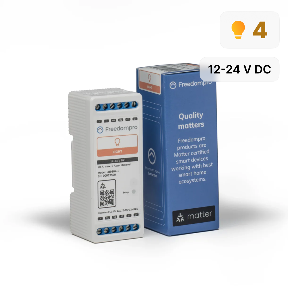 LB0104-C Interruttore WiFi Controlla 4 Luci Smart, Alimentazione 12 V 5 A, Modulo DIN per Scatola di Derivazione