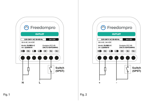 OL0801-E Interruttore WiFi Controlla 1 Presa Elettrica Smart, Alimentazione 110-240 V 16 A, Modulo MINI per Scatola da Incasso 502/503