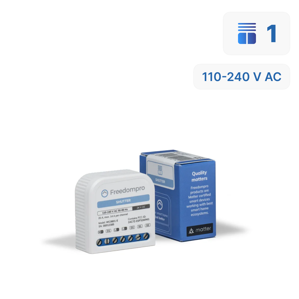 WC0601-E Interruttore WiFi Controlla 1 Tapparella Elettrica Smart, Alimentazione 110-240 V 14 A, Modulo MINI per Scatola da Incasso 502/503