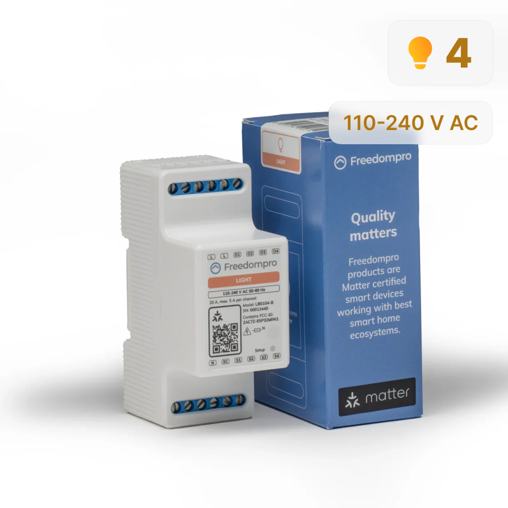 LB0104-B Interruttore WiFi 4 Luci Smart, Alimentazione 110-240 V 5 A, Modulo DIN H per Quadro Elettrico