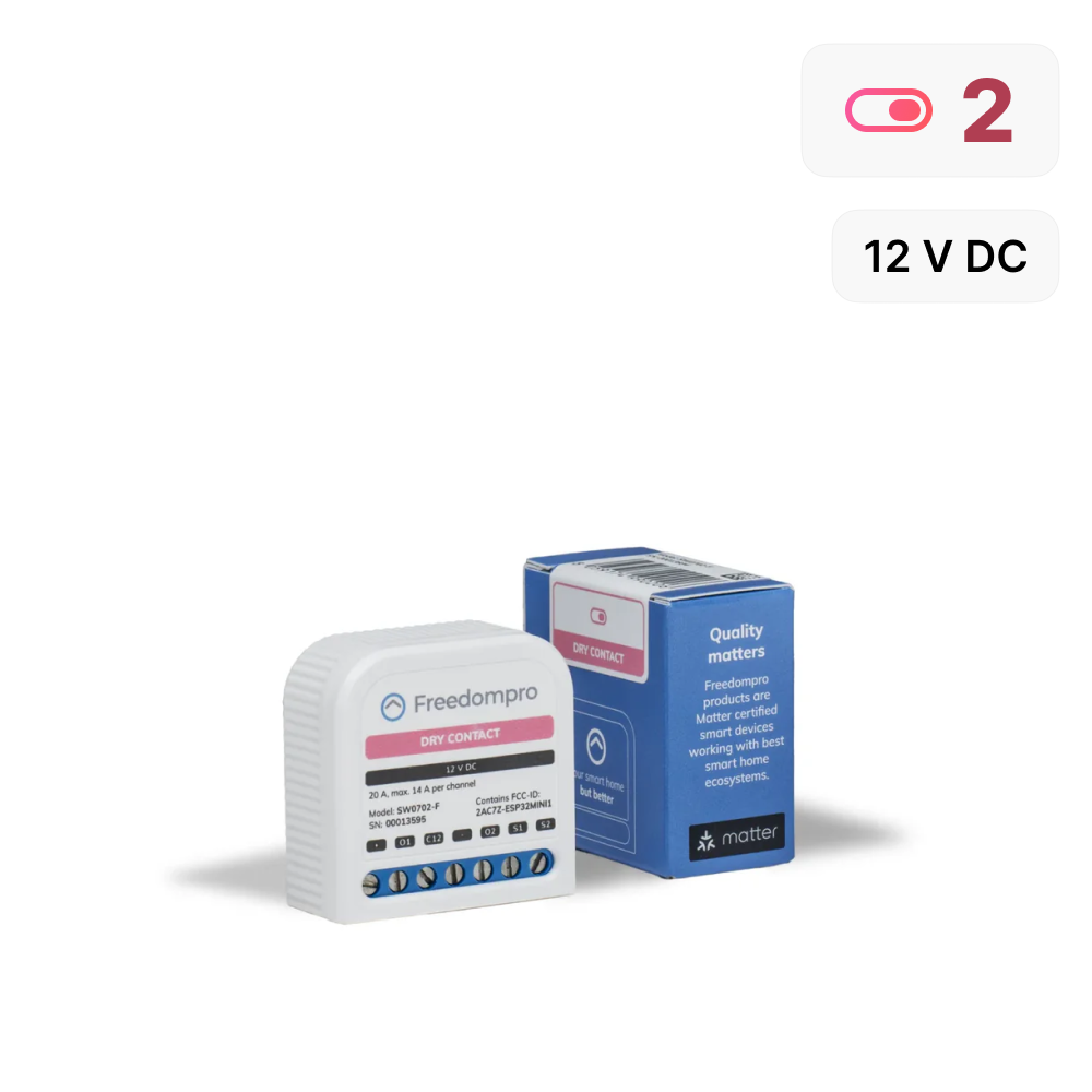 SW0702-F Interruttore WiFi Controlla 2 Contatti Puliti Smart, Alimentazione 12 V 14 A, Modulo MINI per Scatola da Incasso 502/503