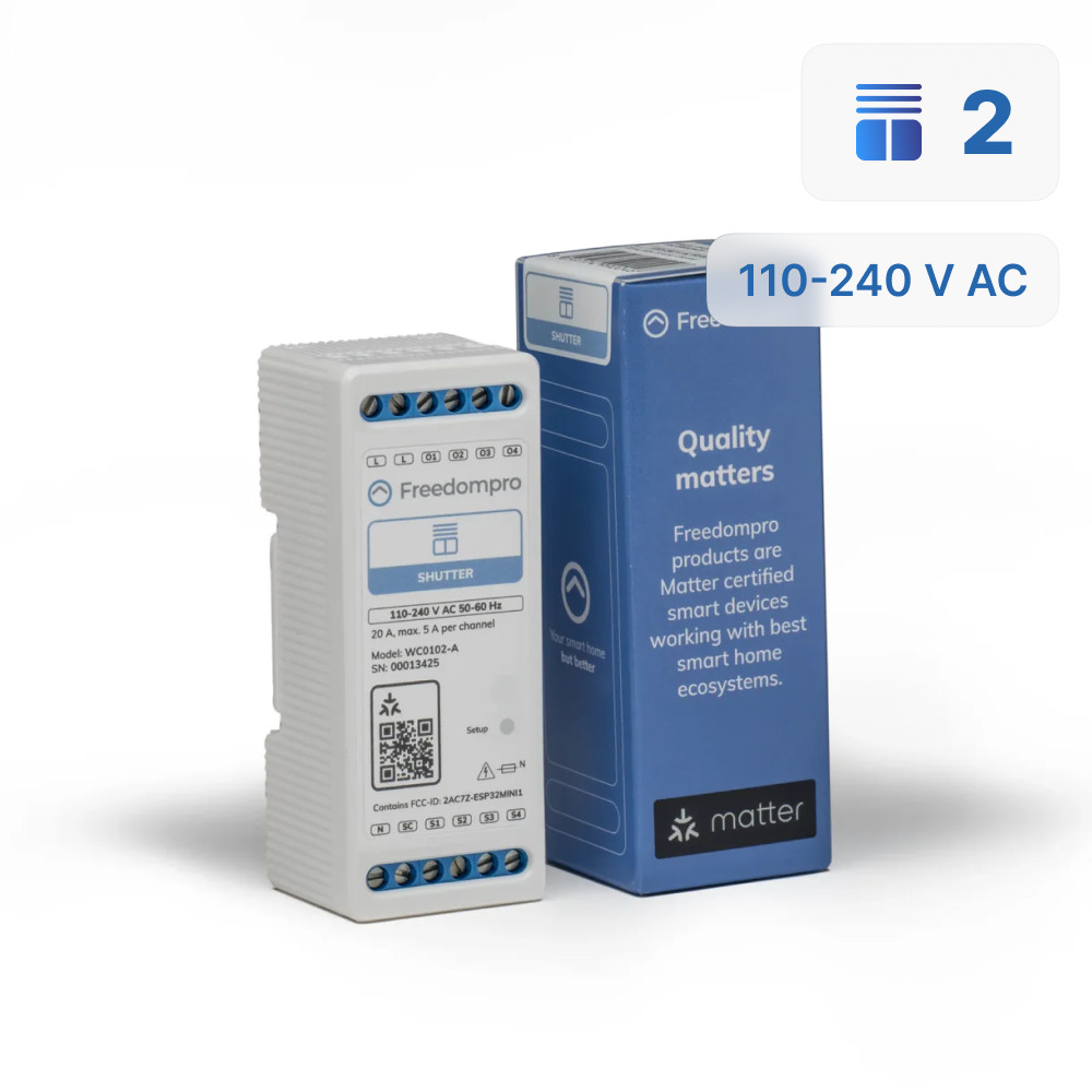 WC0102-A Interruttore WiFi Controlla 2 Tapparelle Elettriche Smart, Alimentazione 110-240 V 5 A, Modulo DIN per Scatola di Derivazione