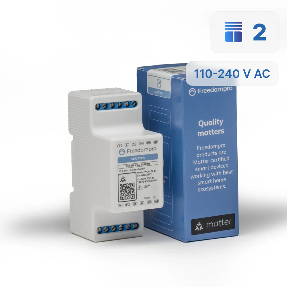 WC0102-B Interruttore WiFi Controlla 2 Tapparelle Elettriche Smart, Alimentazione 110-240 V 5 A, Modulo DIN H per Quadro Elettrico